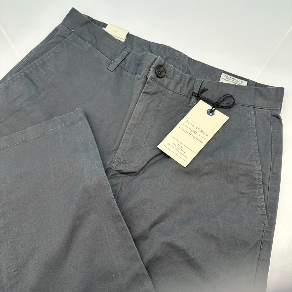 7 Diamonds Men's Voyage Slim Fit Chinos Pant, Size W29 x L34, Dark Grey